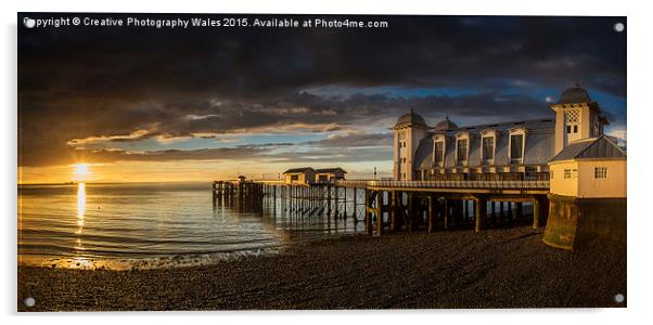 Penarth Pier Sunrise Acrylic by Creative Photography Wales