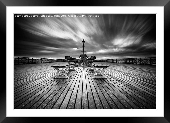 Penarth Pier in monochrome Framed Mounted Print by Creative Photography Wales