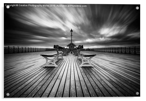 Penarth Pier in monochrome Acrylic by Creative Photography Wales
