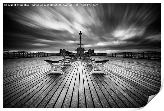 Penarth Pier in monochrome Print by Creative Photography Wales