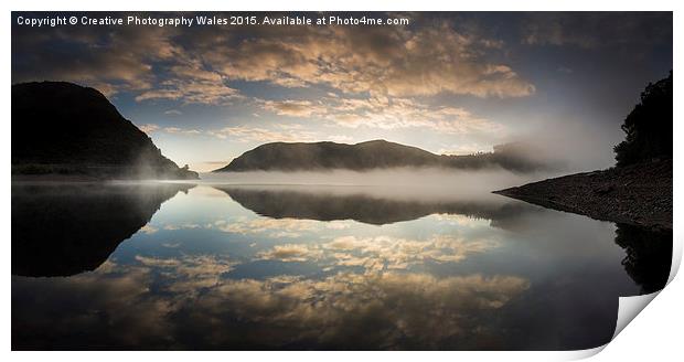 Caban Coch Reservoir in the Elan Valley at Dawn Print by Creative Photography Wales
