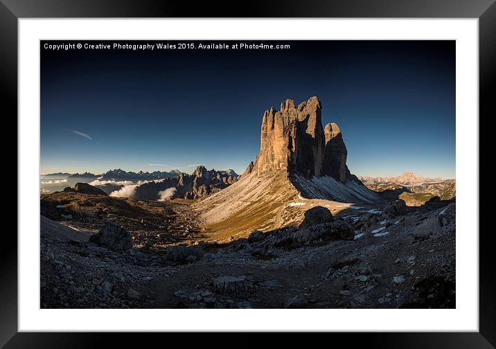 Tre Cime, Dolomites Landscape Framed Mounted Print by Creative Photography Wales