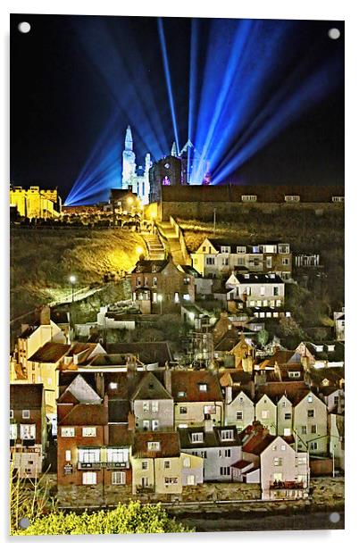  Whitby Abbey Laser Lights on a Gothic Victorian N Acrylic by Paul M Baxter