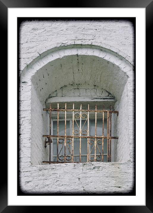 The old Leasowe Lighthouse window (Grunged) Framed Mounted Print by Frank Irwin