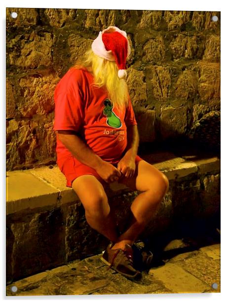  SANTA CLAUS ON HOLIDAY IN DUBROVNIK Acrylic by radoslav rundic