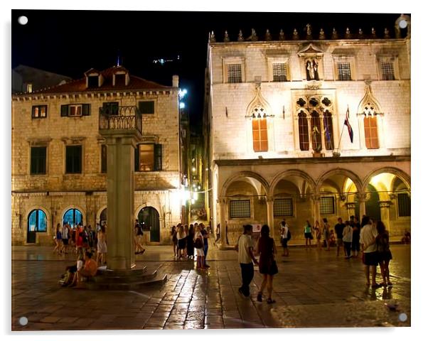 OLD TOWN DUBROVNIK BY THE NIGHT Acrylic by radoslav rundic