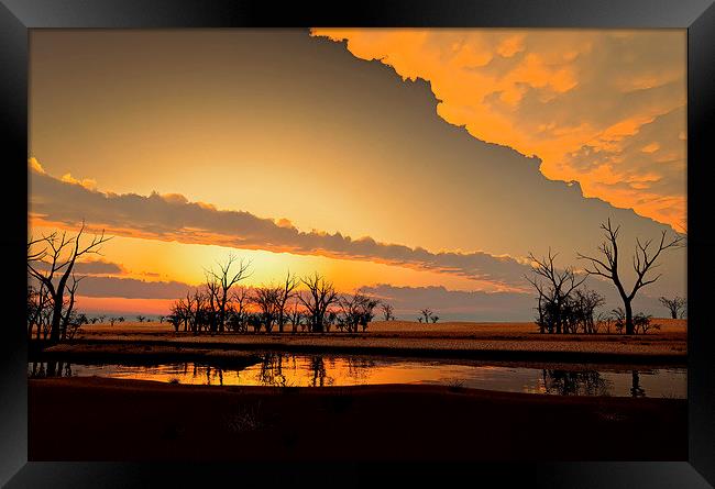 Dry landscape with dead trees Framed Print by Dariusz Miszkiel