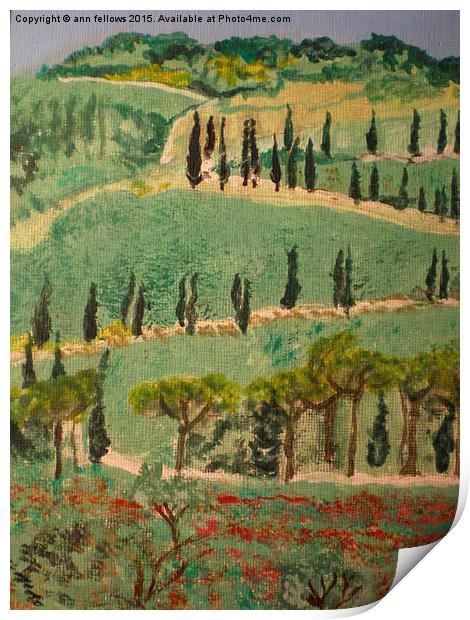  countryside in tuscany Print by ann  fellows