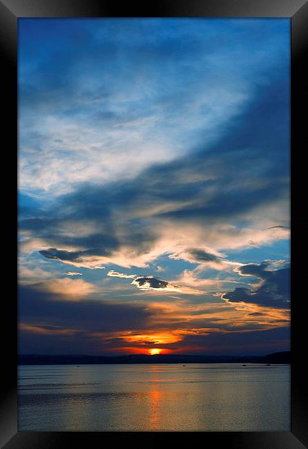 Sunset over lake Framed Print by Dariusz Miszkiel
