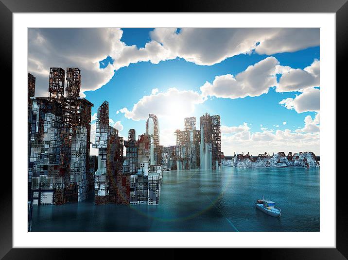 Flooded city Framed Mounted Print by Dariusz Miszkiel