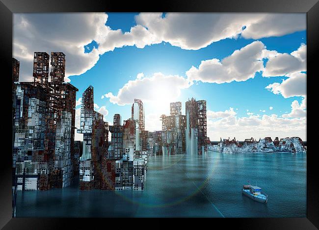 Flooded city Framed Print by Dariusz Miszkiel