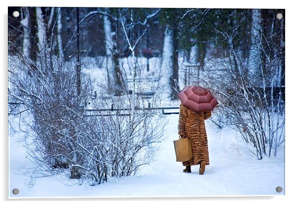 Wintery walk Acrylic by Dariusz Miszkiel