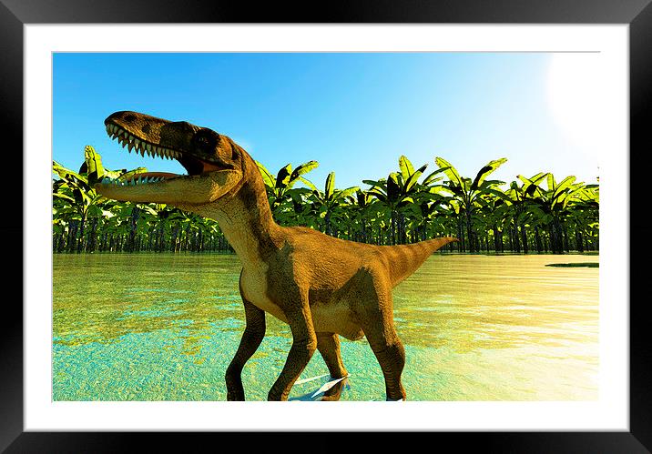 velociraptor the dinosaur Framed Mounted Print by Dariusz Miszkiel