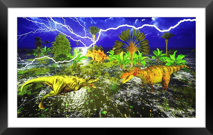 Dinosaur doomsday Framed Mounted Print by Dariusz Miszkiel