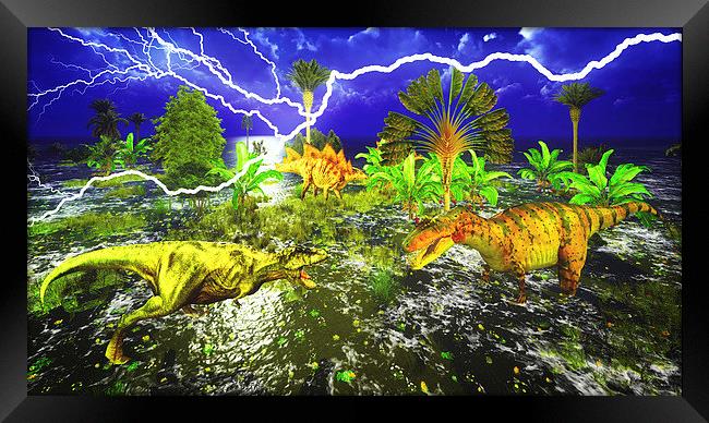 Dinosaur doomsday Framed Print by Dariusz Miszkiel