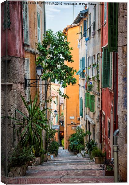 Colorful old street in Villefranche-sur-Mer Canvas Print by ELENA ELISSEEVA