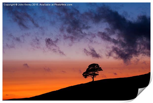 Dusk at the Roaches, Peak District. Print by John Finney