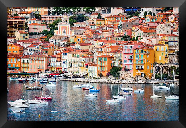 Villefranche-sur-Mer view in French Riviera Framed Print by ELENA ELISSEEVA