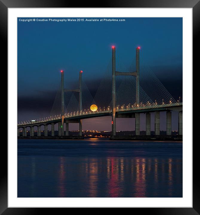 Severn Bridge Moonrise Framed Mounted Print by Creative Photography Wales
