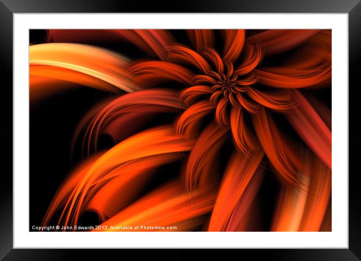 The Red Dahlia Framed Mounted Print by John Edwards