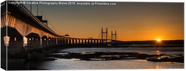 Severn Bridge sunset Canvas Print by Creative Photography Wales