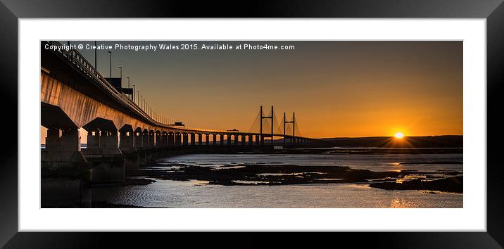 Severn Bridge sunset Framed Mounted Print by Creative Photography Wales