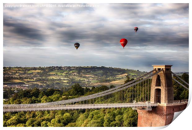  Hot Air Balloons over Clifton Suspension Bridge   Print by Simon Bratt LRPS