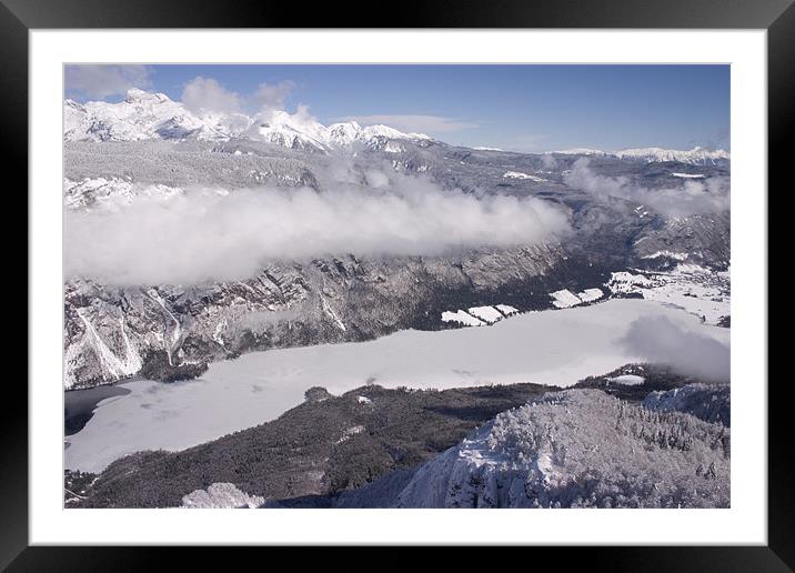 View of frozen Lake Bohinj as seen from Vogel. Framed Mounted Print by Ian Middleton
