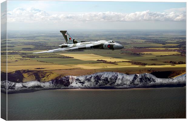 Avro Vulcan over the white cliffs of Dover Canvas Print by Gary Eason