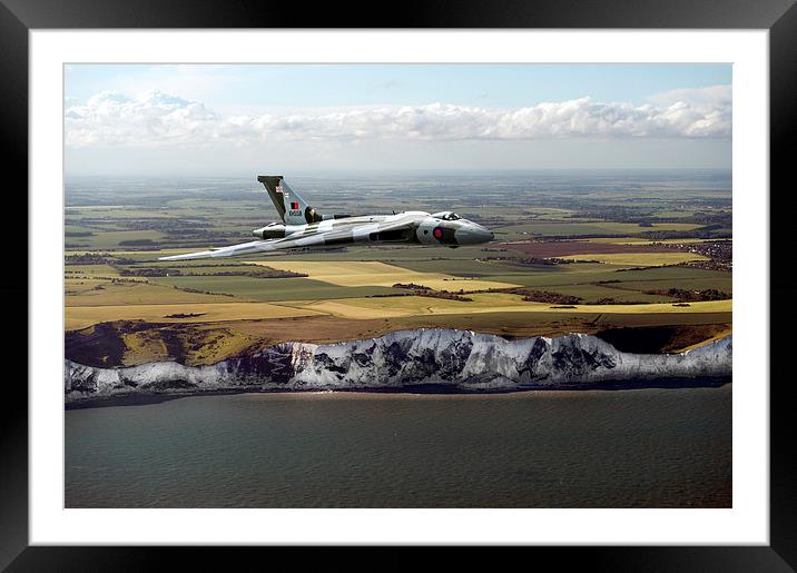 Avro Vulcan over the white cliffs of Dover Framed Mounted Print by Gary Eason