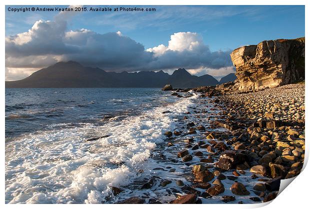  Shoreline on Elgol beach, Isle of Skye, Scotland Print by Andrew Kearton