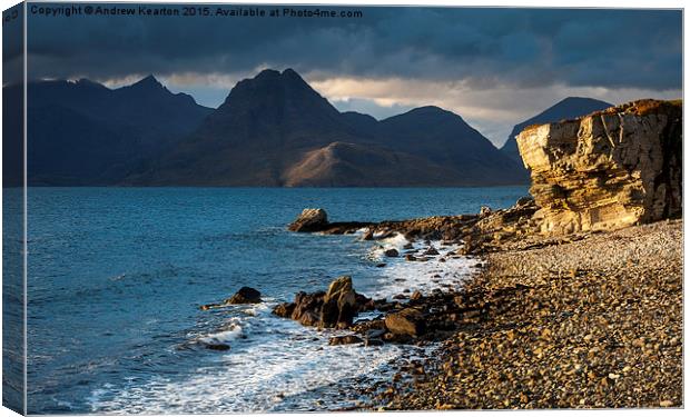  Dramatic light on Elgol beach, Isle of Skye Canvas Print by Andrew Kearton