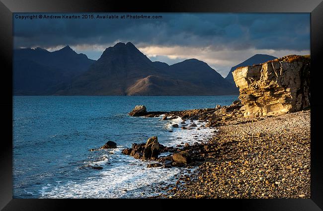  Dramatic light on Elgol beach, Isle of Skye Framed Print by Andrew Kearton