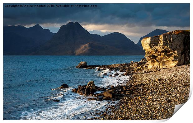  Dramatic light on Elgol beach, Isle of Skye Print by Andrew Kearton