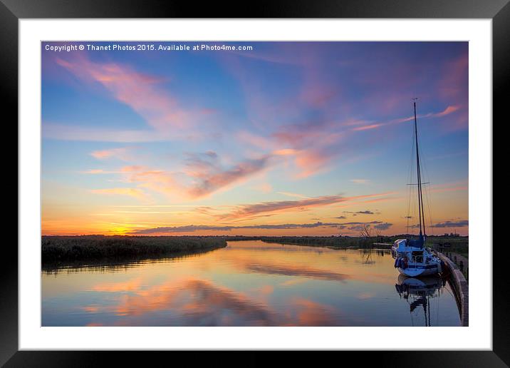  Sunset on the Broads Framed Mounted Print by Thanet Photos