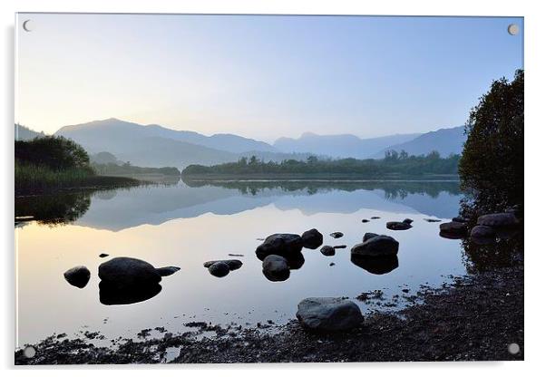 Last Light On The River Brathay Acrylic by Gary Kenyon