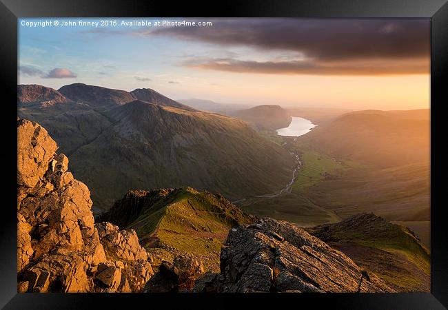  Scafell Pike from Great Gable. English lake Distr Framed Print by John Finney