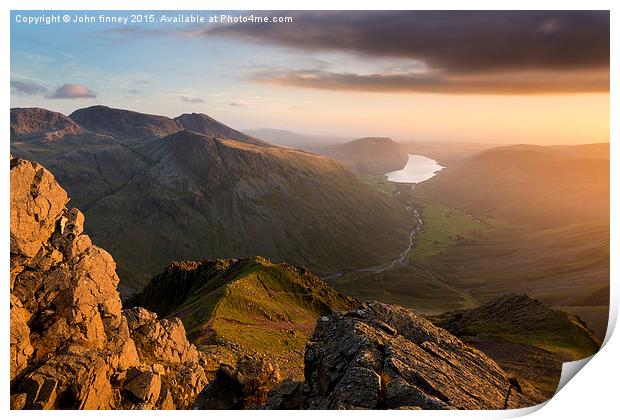  Scafell Pike from Great Gable. English lake Distr Print by John Finney