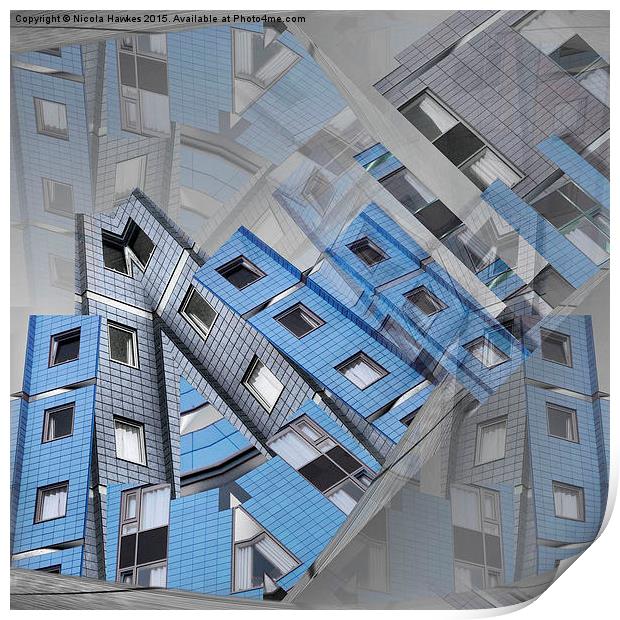  CityScape (soft blue version) Print by Nicola Hawkes