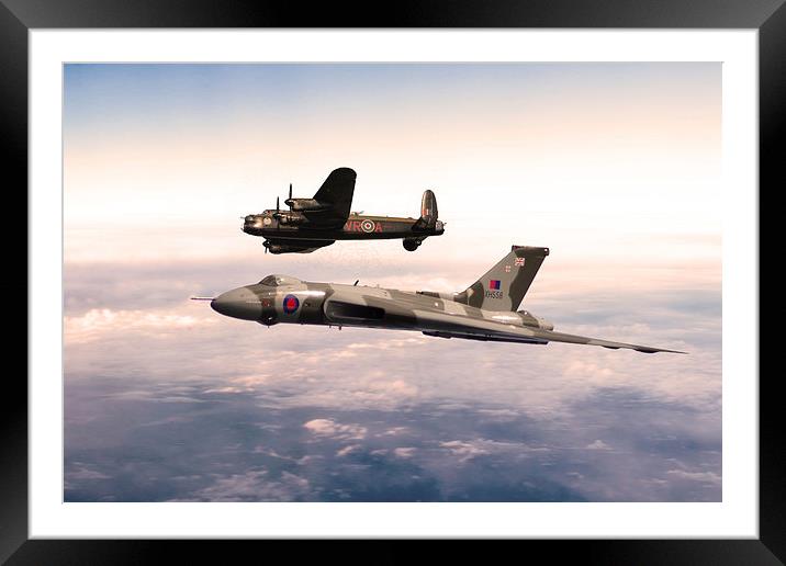 Lancaster and Vulcan Framed Mounted Print by J Biggadike