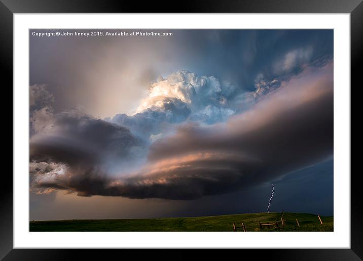  South Dakota super cell lightning, tornado alley, Framed Mounted Print by John Finney