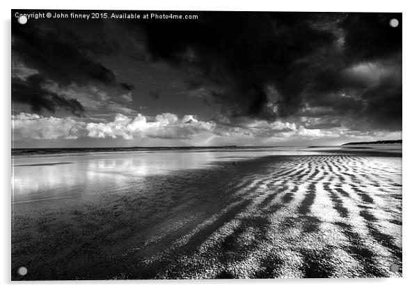 Bamburgh beach, Northumberland.  Acrylic by John Finney