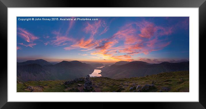 Fleetwith Pike sunset over Buttermere, English Lak Framed Mounted Print by John Finney