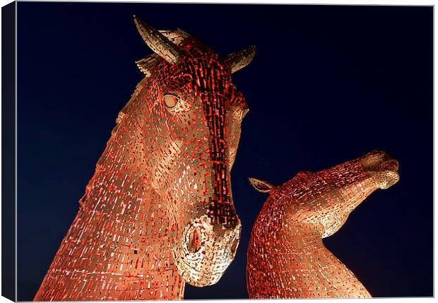  The Kelpies in red Canvas Print by Stephen Taylor