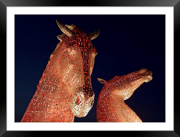  The Kelpies in red Framed Mounted Print by Stephen Taylor