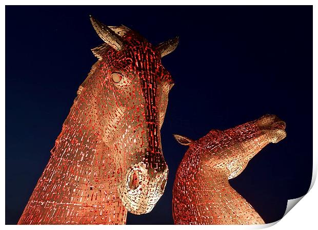  The Kelpies in red Print by Stephen Taylor
