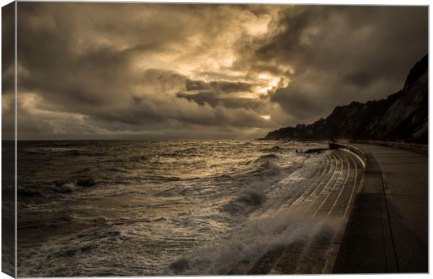  A stormy day at Bonchurch Canvas Print by David Oxtaby  ARPS