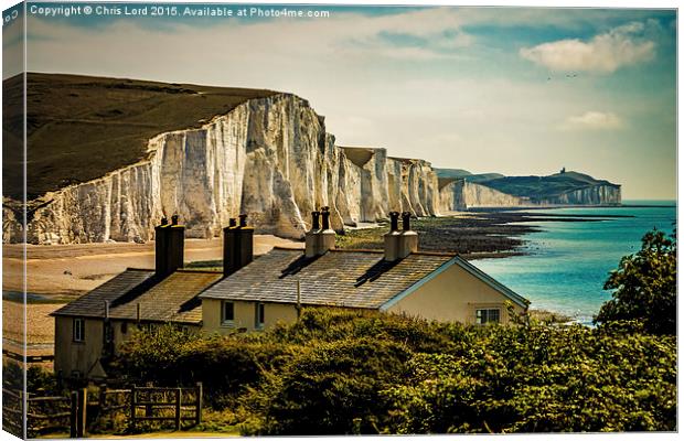 The Seven Sisters  and the Coast Guard Cottages Canvas Print by Chris Lord