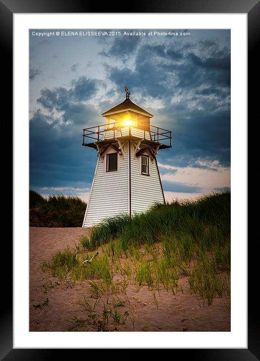 Dusk at Covehead Harbour Lighthouse, PEI, Canada.  Framed Mounted Print by ELENA ELISSEEVA