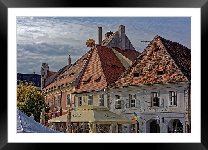 Old Town Sibiu Romania Small Square near Liars Bri Framed Mounted Print by Adrian Bud